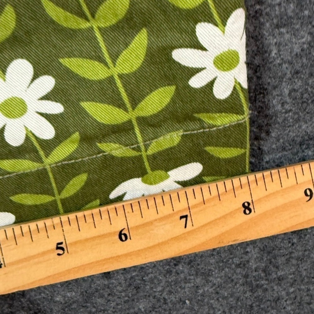 Big Bud Press Trousers XS Green Floral Daisy Print High Waist Pants NWOT - Picture 11 of 12